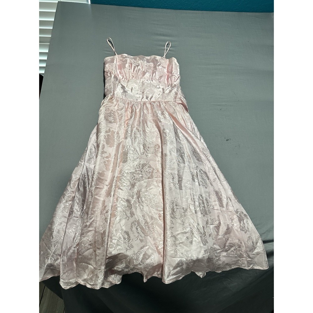 VTG Steppin Out Pale Pink Floral Cocktail‎ Dress 9 (Fits Like 2/4) - Picture 2 of 11